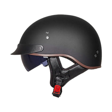 Vintage Half Face Motorcycle Helmet Matte Black